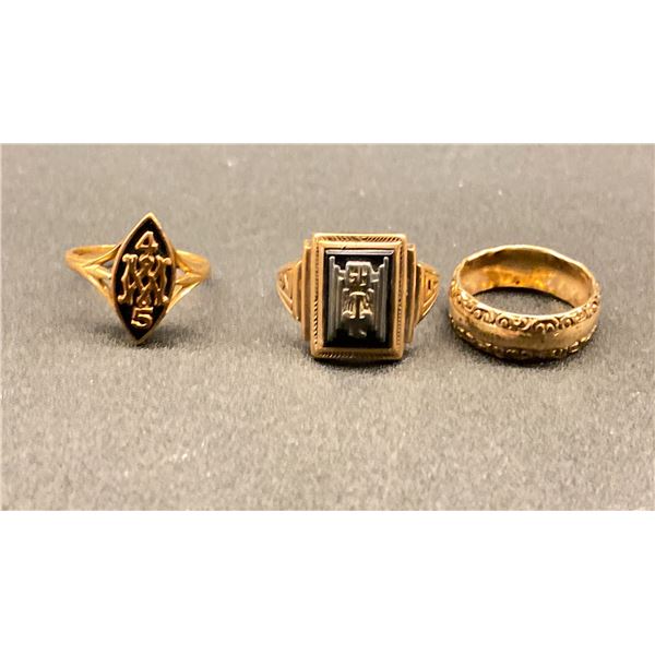 THREE 10K+ LADIES RINGS (9.9G)