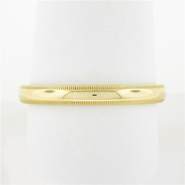 NEW Mens Classic 14k Yellow Gold 3mm Dome Polished w/ Milgrain Wedding Band Ring