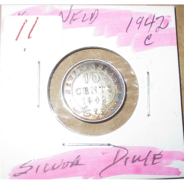 1942 C NEWFOUNDLAND SILVER DIME
