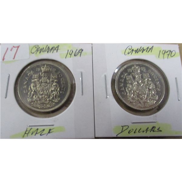 1969 - 1970 CANADA HALF DOLLAR SET