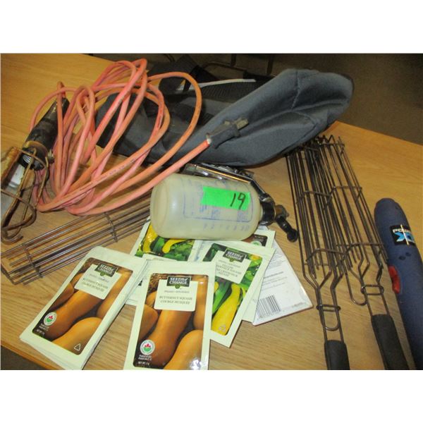 FLAT C/W TROUBLE LITE, BBQ TOOLS, ETC