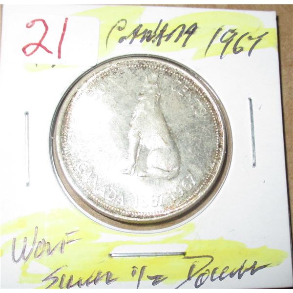 1967 CANADA WOLF SILVER HALF DOLLAR