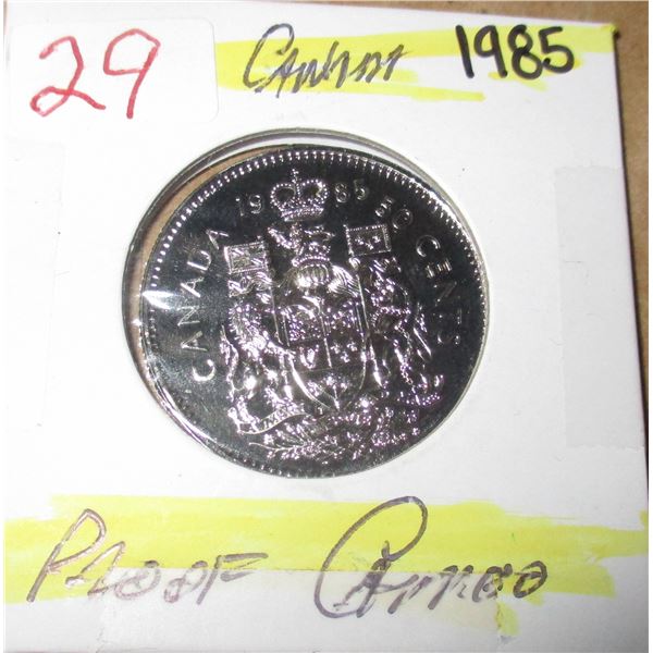 1985 PROOF CAMEO CANADA HALF DOLLAR