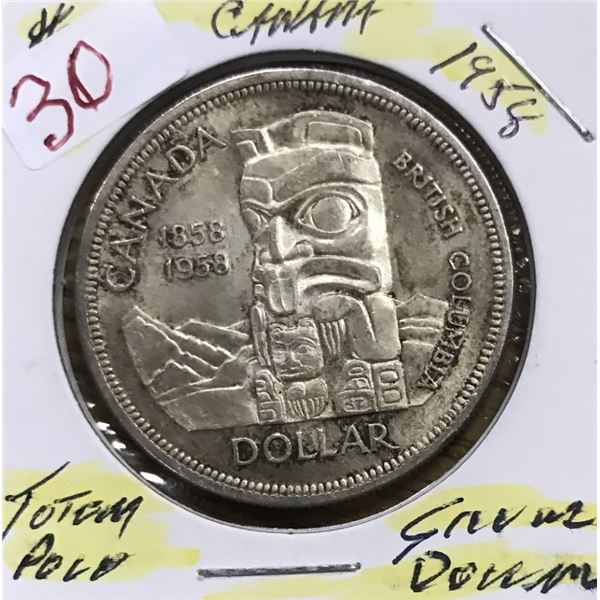 1958 BC TOTEM POLE SILVER DOLLAR