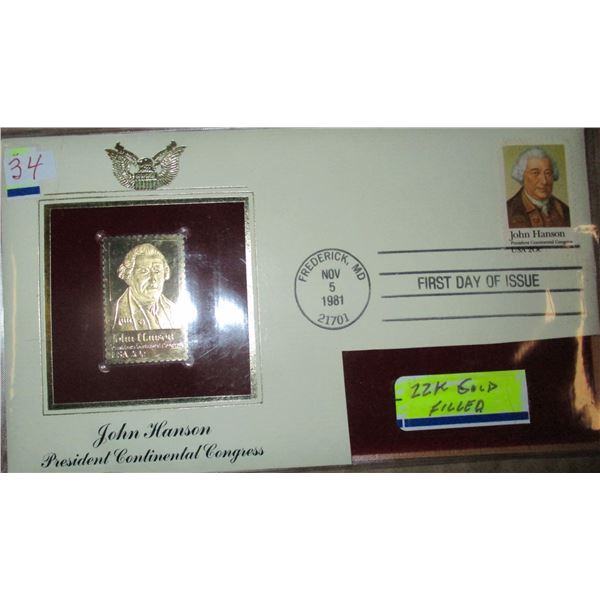 PRESIDENT USA CONGRESS 24 KARAT GOLD SHIELD STAMP