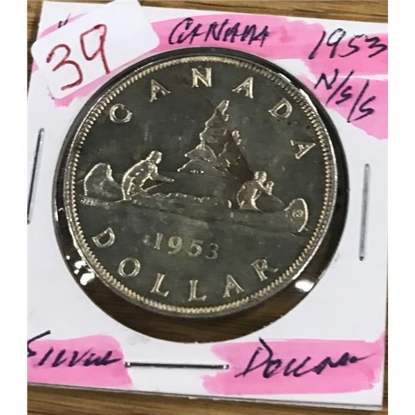 1953 (NO SHOULDER STRAP) CANADA SILVER DOLLAR