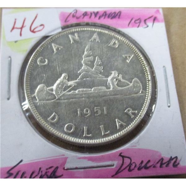 1951 CANADA KING GEORGE VI SILVER DOLLAR