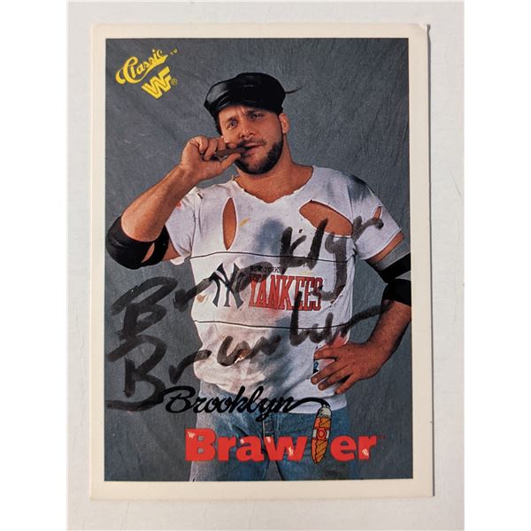Brooklyn Brawler Signed WWF Trading Card