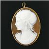 Image 2 : Vintage 18k Gold Oval Carved Shell Cameo & Twisted Wire Frame Pin Brooch Pendant