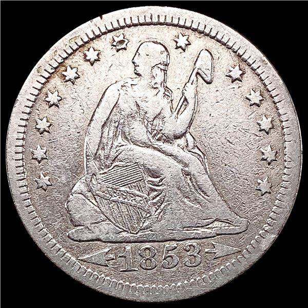 1853 Arrows Rays Seated Liberty Quarter NICELY CIRCULATED