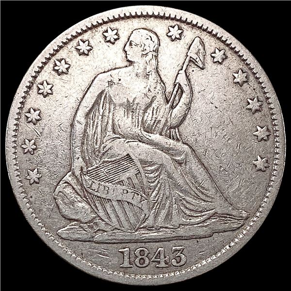 1843 Seated Liberty Half Dollar LIGHTLY CIRCULATED
