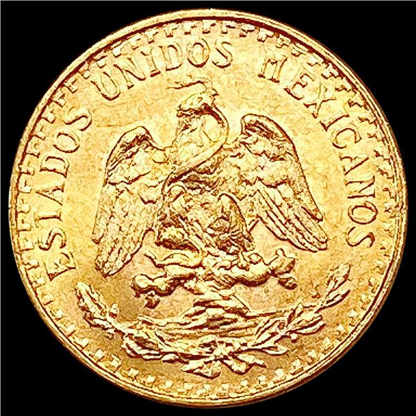 1945 Mexico Gold 2 Pesos 0.0482oz GEM BU