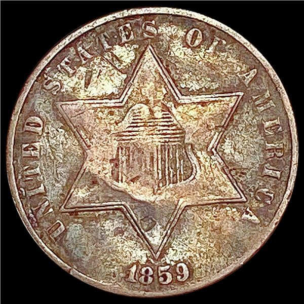 1859 Silver Three Cent LIGHTLY CIRCULATED