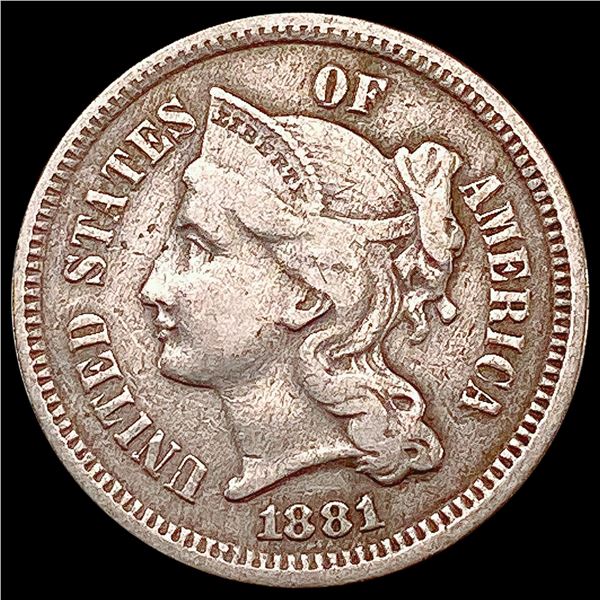 1881 Nickel Three Cent LIGHTLY CIRCULATED