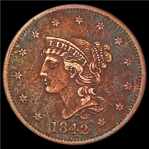 1842 Braided Hair Large Cent LIGHTLY CIRCULATED
