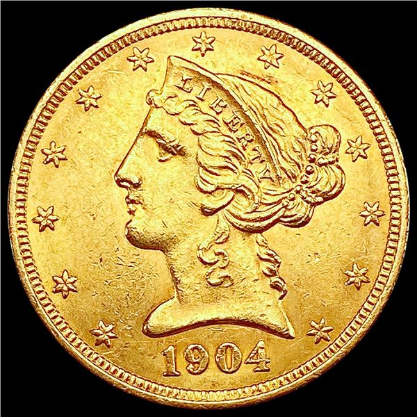 1904 $5 Gold Half Eagle CHOICE BU