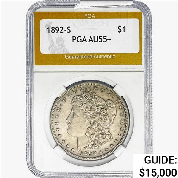 1892-S Morgan Silver Dollar PGA AU55+