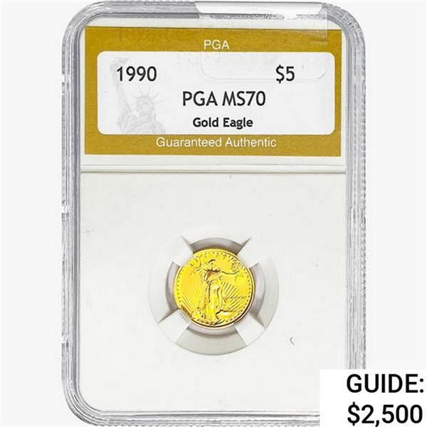 1990 1/10oz Gold $5 Eagle PGA MS70