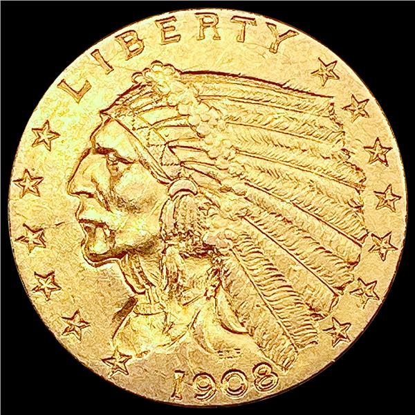 1908 $2.50 Gold Quarter Eagle CLOSELY UNCIRCULATED