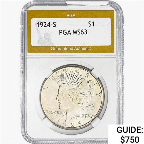 1924-S Silver Peace Dollar PGA MS63