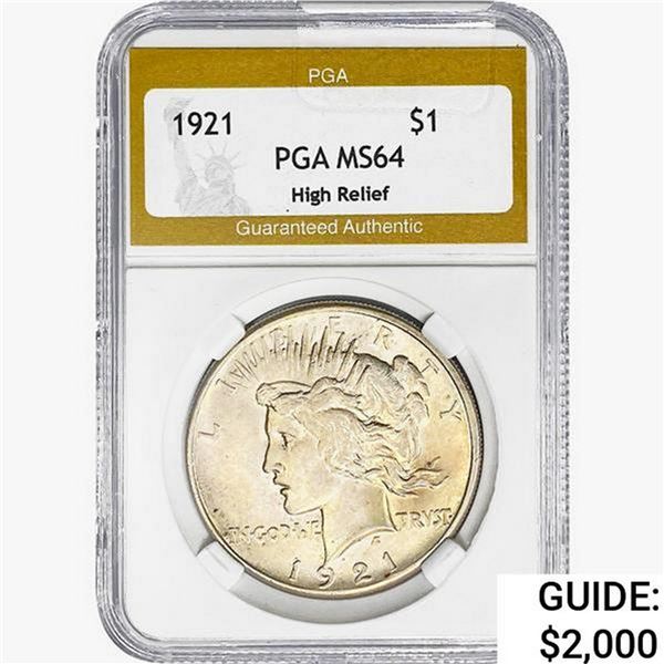 1921 Silver Peace Dollar PGA MS64 HR