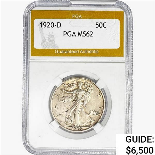 1920-D Walking Liberty Half Dollar PGA MS62