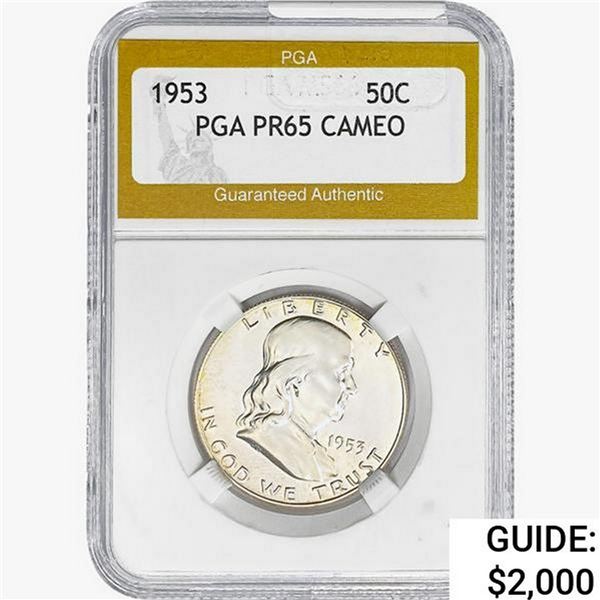 1953 Franklin Half Dollar PGA PR65 CAMEO