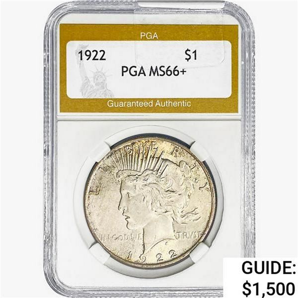 1922 Silver Peace Dollar PGA MS66+