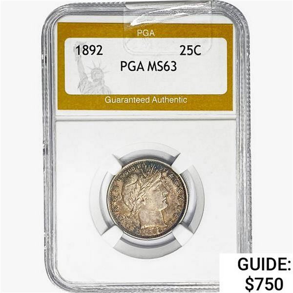 1892 Barber Quarter PGA MS63