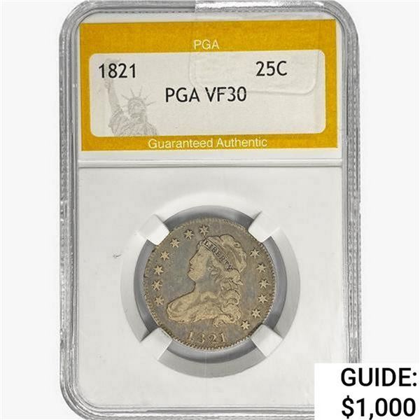 1821 Capped Bust Quarter PGA VF30