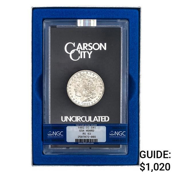 1882-CC Morgan Silver Dollar NGC MS63 GSA Hoard