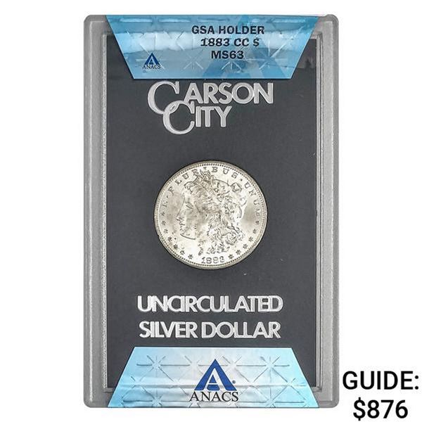 1883-CC Morgan Silver Dollar ANACS MS63 GSA
