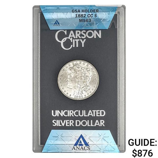 1882-CC Morgan Silver Dollar ANACS MS63