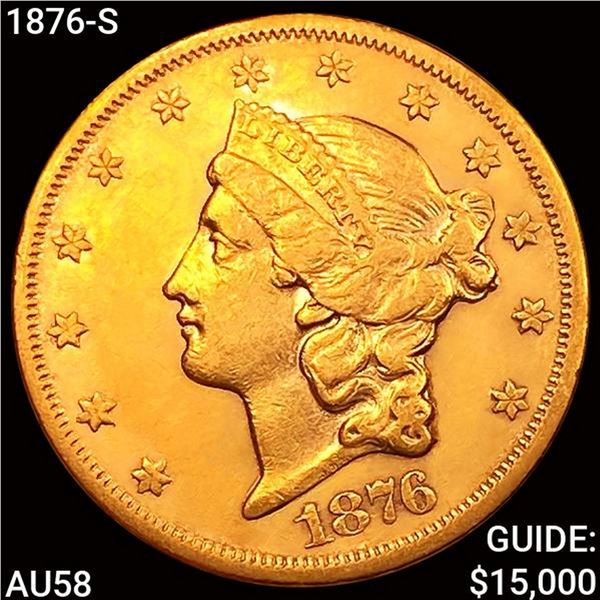 1876-S $20 Gold Double Eagle CHOICE AU