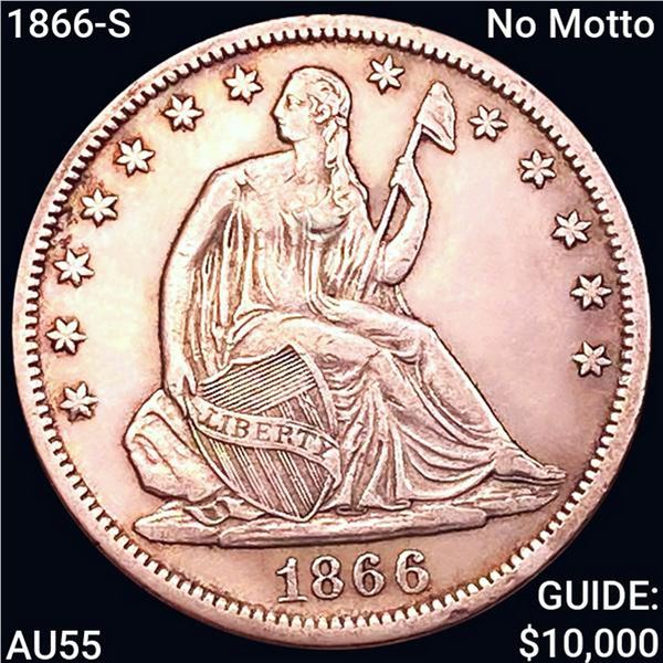 1866-S No Motto Seated Liberty Half Dollar HIGH GRADE