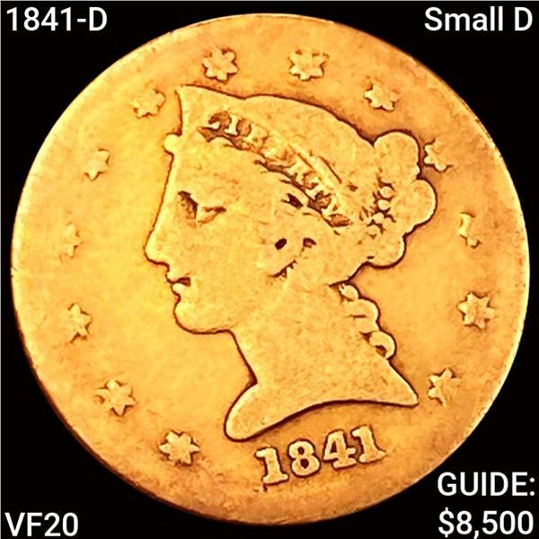 1841-D Small D $5 Gold Half Eagle LIGHTLY CIRCULATED