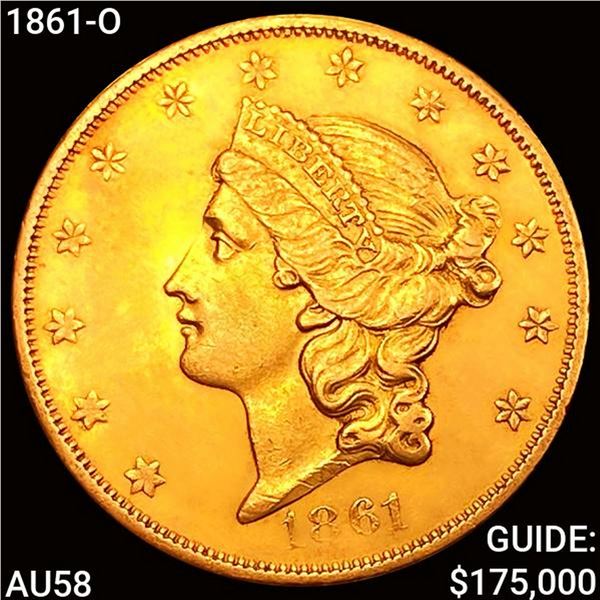 1861-O $20 Gold Double Eagle CHOICE AU