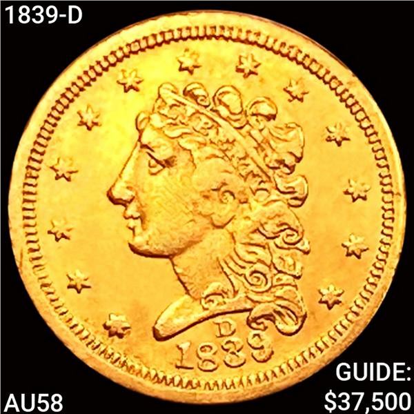 1839-D $2.50 Gold Quarter Eagle CHOICE AU
