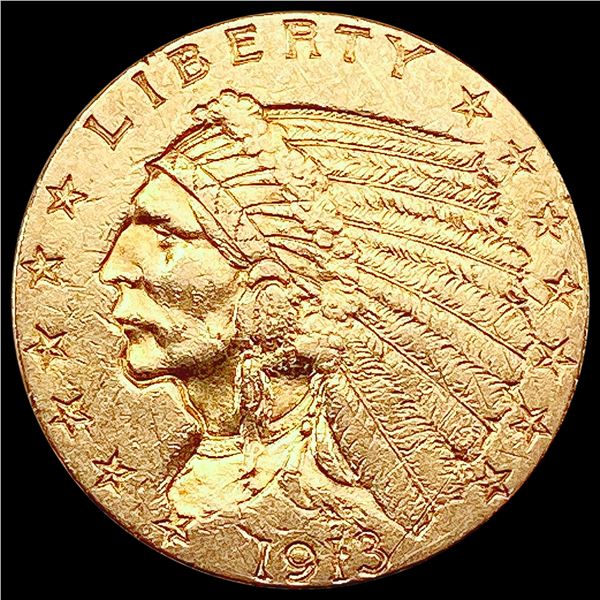 1913 $2.50 Gold Quarter Eagle CLOSELY UNCIRCULATED