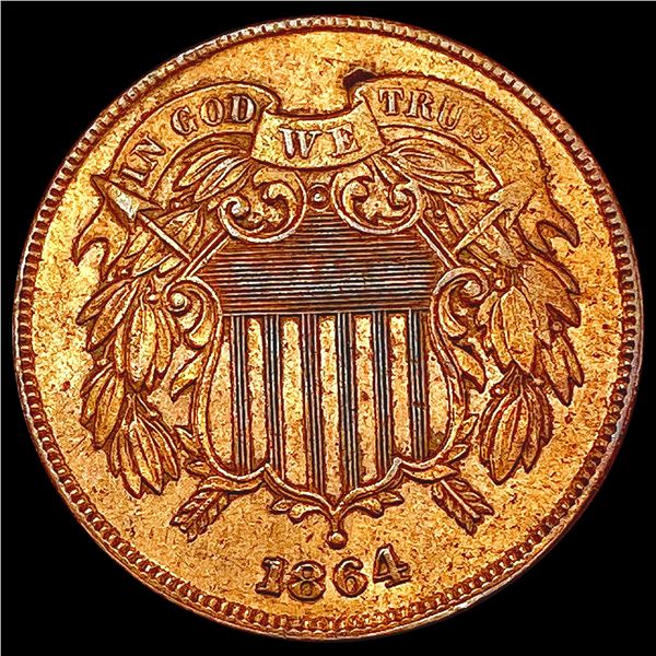 1864 Two Cent Piece CHOICE AU