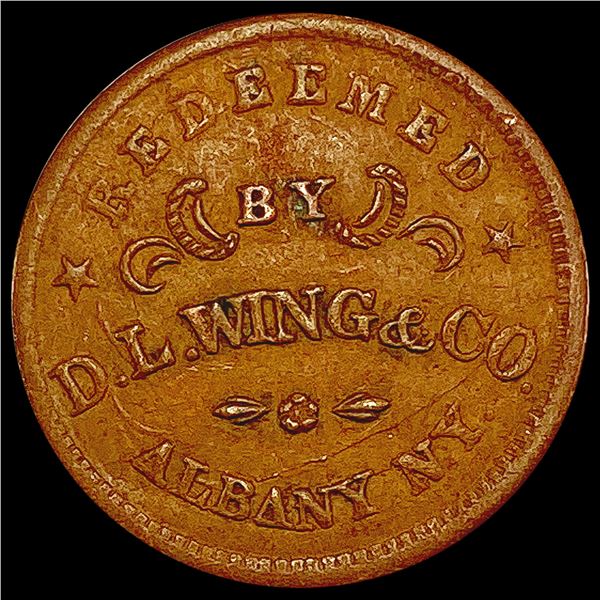 ND Civil War Token; D.L. Wing Albany NY CLOSELY UNCIRCULATED