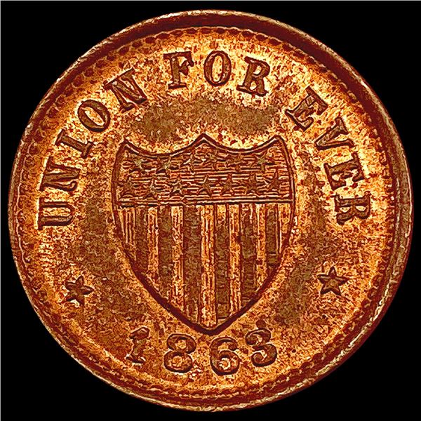 1863 Civil War Token; Union For Ever UNCIRCULATED