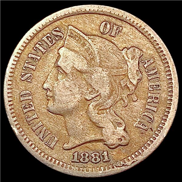 1881 Nickel Three Cent LIGHTLY CIRCULATED