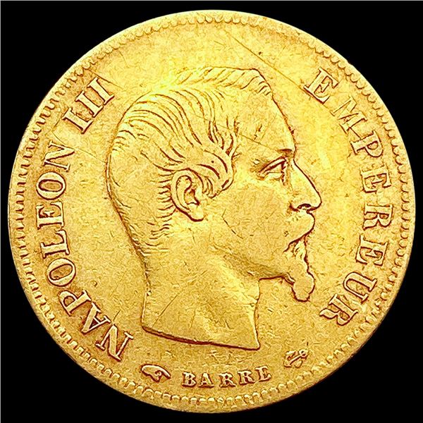 1855-A France Gold 10 Francs 0.0933oz NEARLY UNCIRCULATED