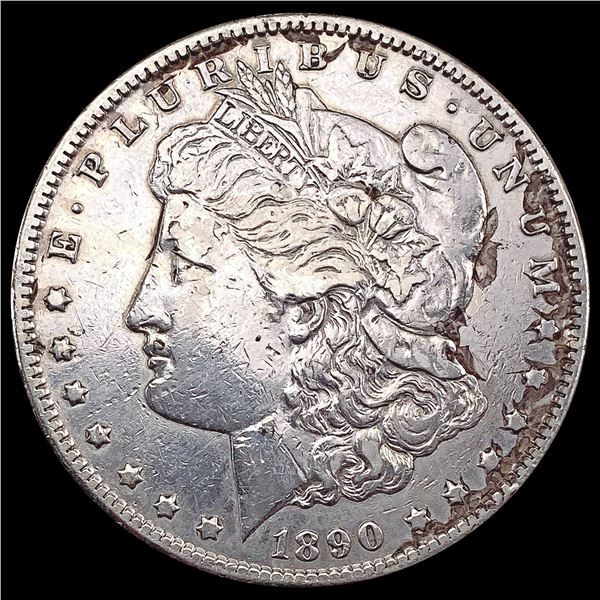 1890-CC Tailbar Morgan Silver Dollar NEARLY UNCIRCULATED