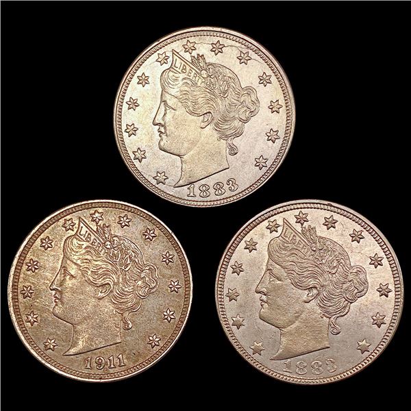 1883-1911 Victory Nickel Lot [3 Coins] UNCIRCULATED