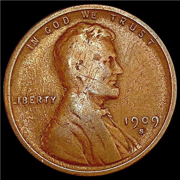 1909-S Wheat Cent LIGHTLY CIRCULATED