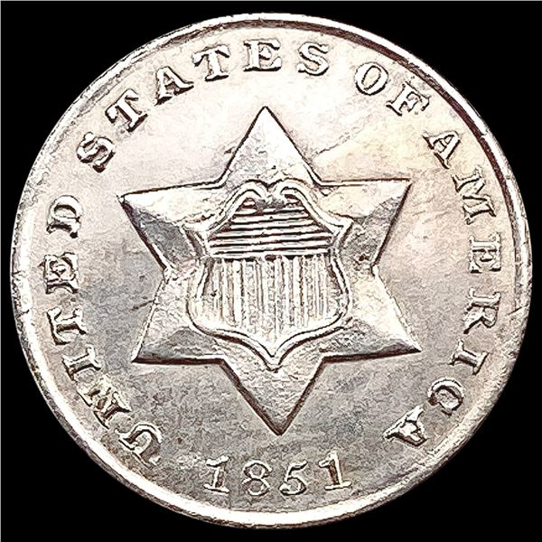 1851-O Silver Three Cent UNCIRCULATED