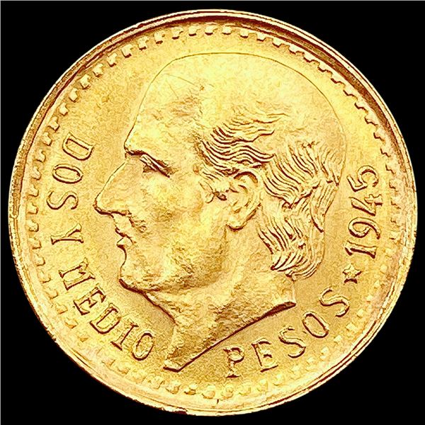 1945 Mexico Gld 2.5 Peos 0.0603 SUPERB GEM BU