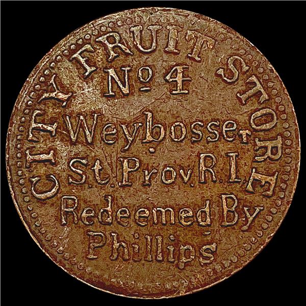 1864 Civil War Token;City Fruit Store RI CHOICE AU